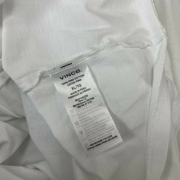 Vince Short Sleeve Tee Shirt Pima Cotton Crew Neck Lightweight Top White Mens XL - Picture 10 of 16
